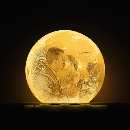 Custom 3D Print Couple Photo Moon Lamp - Personalized Engraved Moon Lamp - Gift For Daughter