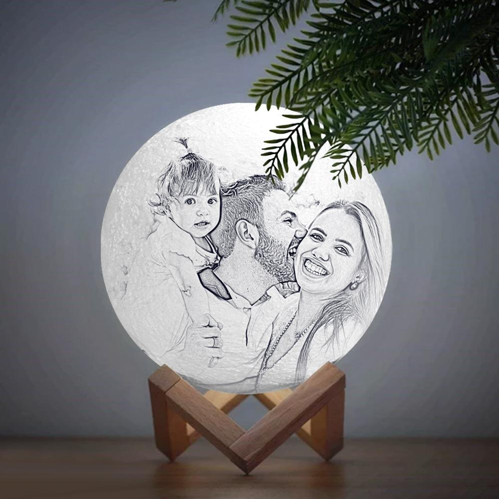 Custom 3D Printed Moon Lamp with Photo of Family - Personalized Gifts For Family - Anniversary Gift