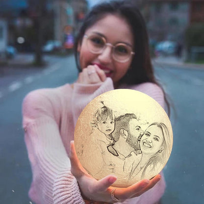 Custom 3D Printed Moon Lamp with Photo of Family - Personalized Gifts For Family - Anniversary Gift