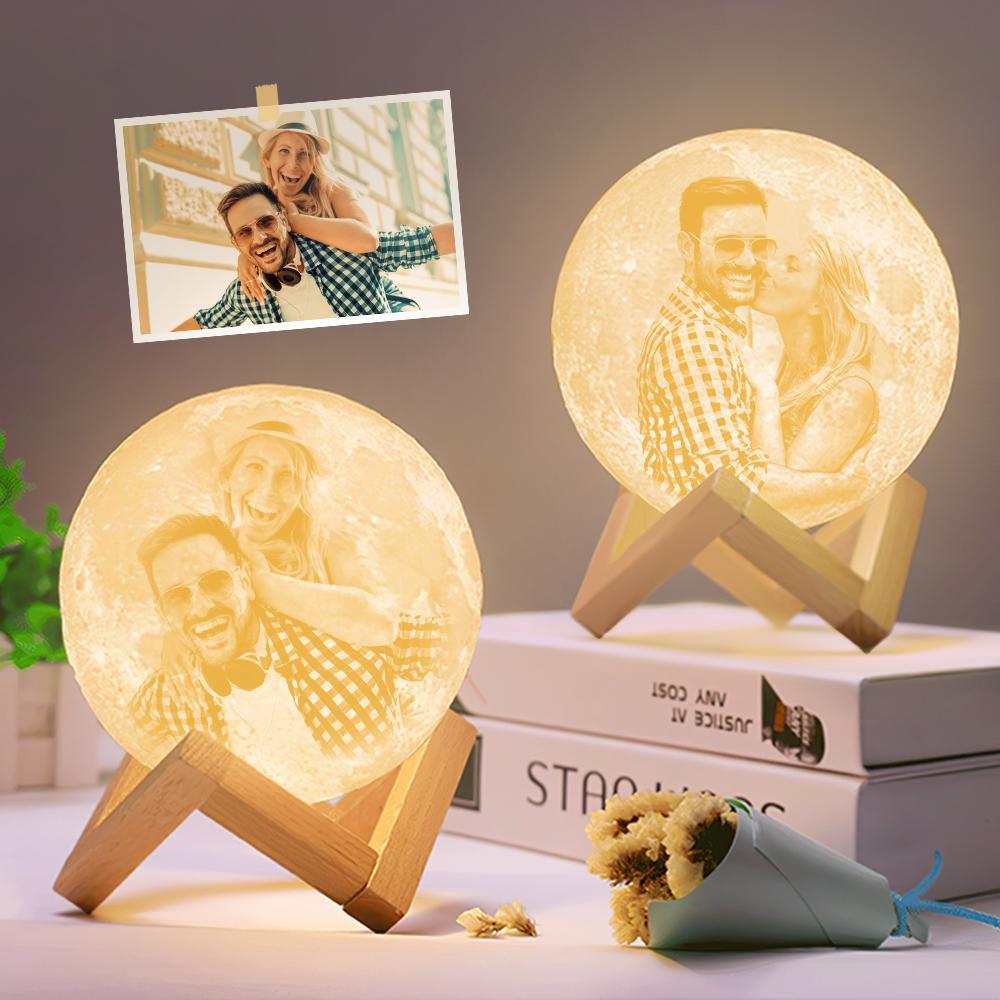 Custom 3D Printing Photo Moon Lamp - 3d Lunar Moon Lamp - Gift For Couples - Customized Valentine Gift