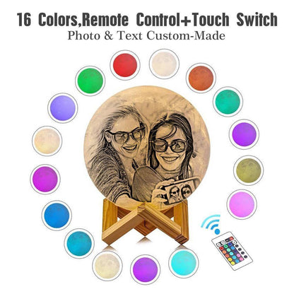 Custom 3D Printing Photo Moon Lamp - 3d Lunar Moon Lamp - Gift For Couples - Customized Valentine Gift