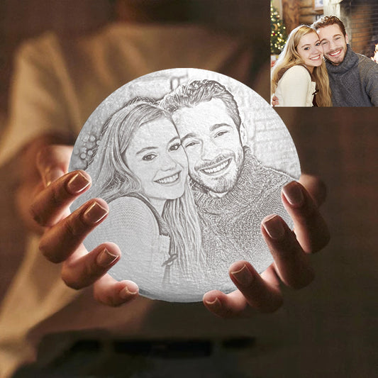 Custom 3d Couple Photo Moon Lamp - Personalized 3d Photo Moon Lamp - Custom Gifts For Valentines Day