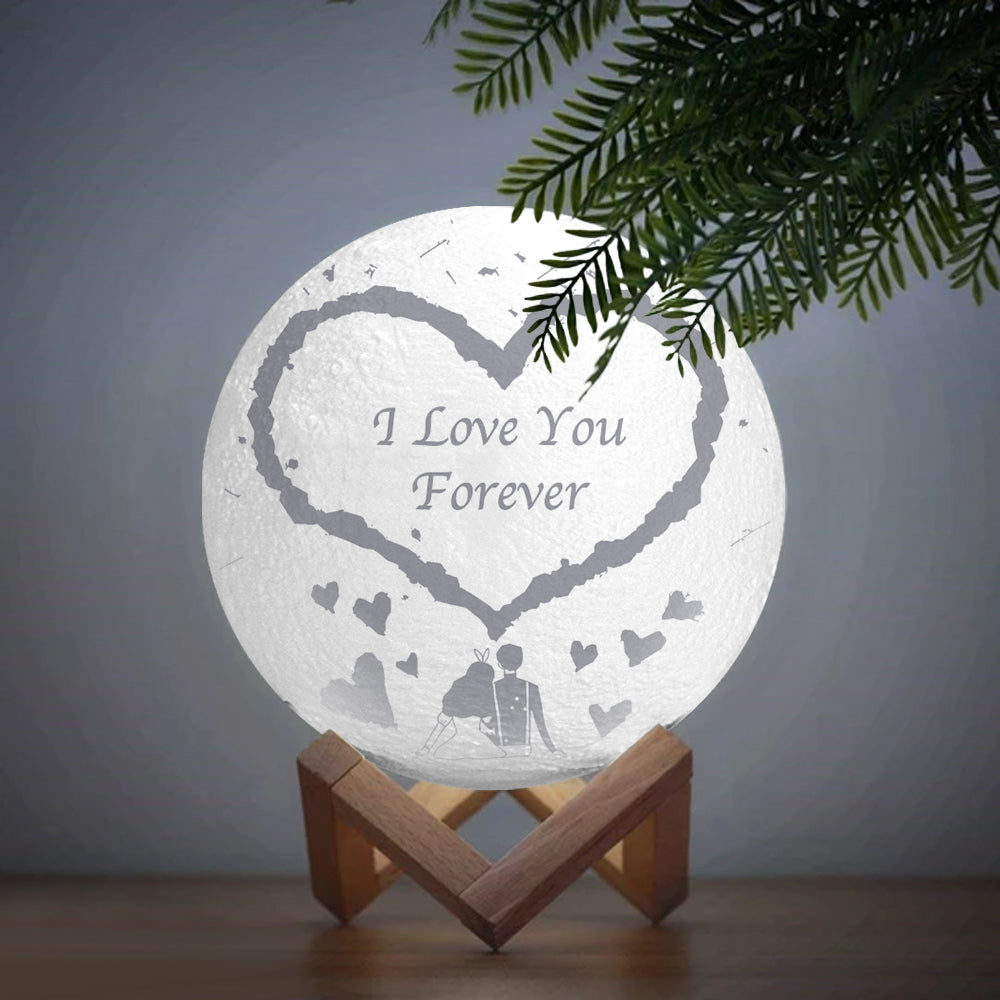 Custom 3d Couple Photo Moon Lamp - Personalized 3d Photo Moon Lamp - Custom Gifts For Valentines Day