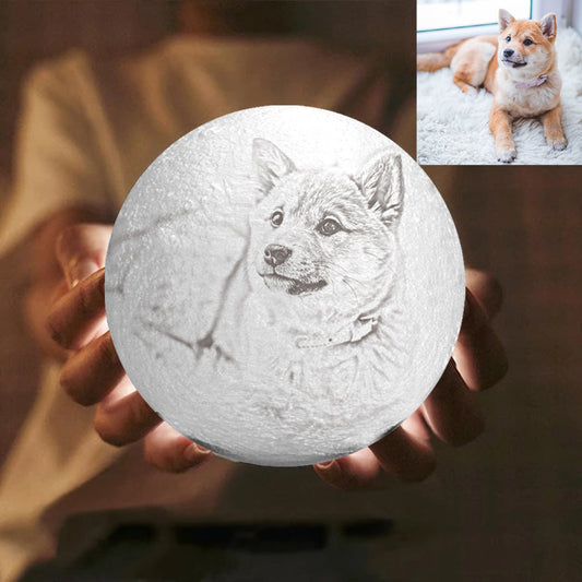 Custom 3d Dog Photo Moon Lamp - Dog Memorial Gifts - Dog Mom Gifts