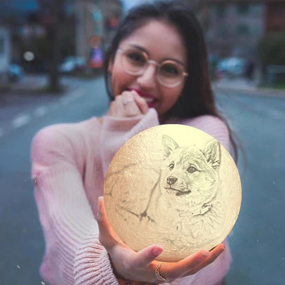 Custom 3d Dog Photo Moon Lamp - Dog Memorial Gifts - Dog Mom Gifts