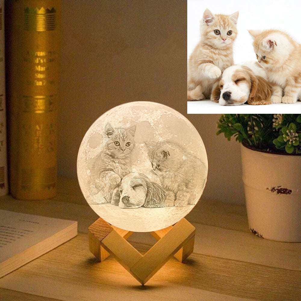 Custom 3d Pet Photo Moon Lamp - Pet Memorial Gift - Gift For Pet Lover