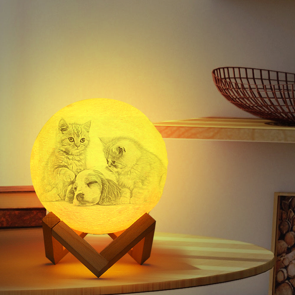 Custom 3d Pet Photo Moon Lamp - Pet Memorial Gift - Gift For Pet Lover