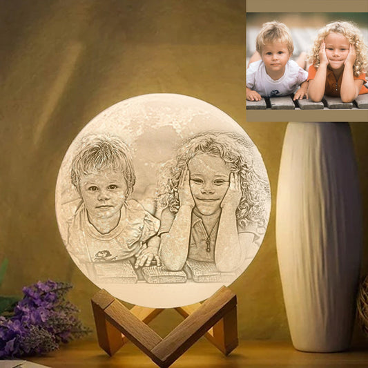 Custom 3d Printed Moon Lamp With Photo - Gift For Friend - Personalized 3d Photo Moon Lamp For Friend