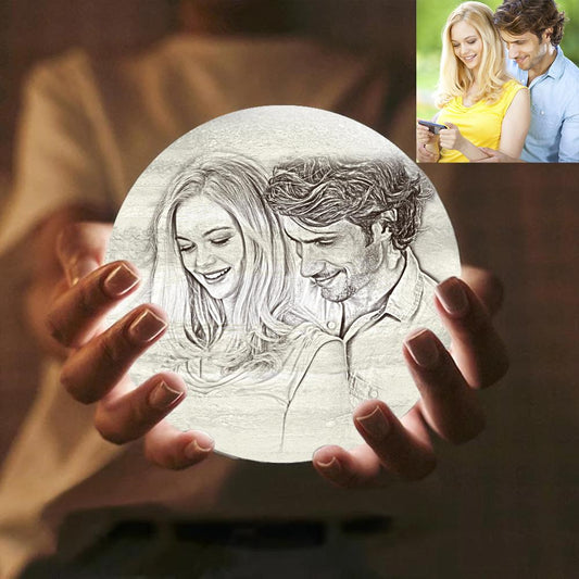 Custom 3d Printed Moon Lamp With Photo - Personalized Gift For Lover - Customized Valentine Gift