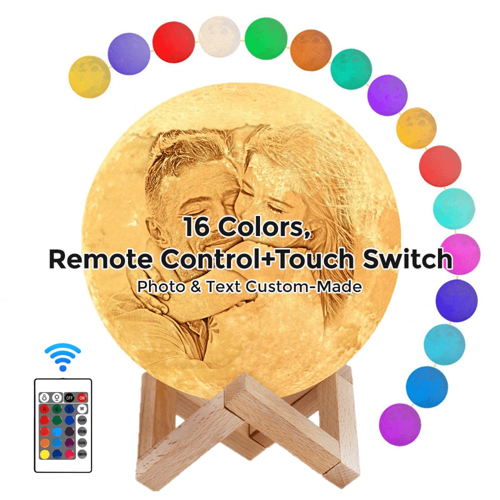 Custom 3d Printed Moon Lamp With Photo - Personalized Gift For Lover - Customized Valentine Gift