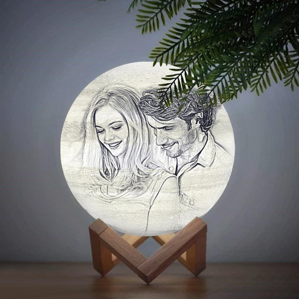 Custom 3d Printed Moon Lamp With Photo - Personalized Gift For Lover - Customized Valentine Gift