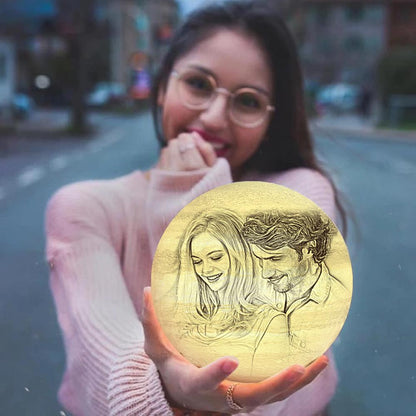 Custom 3d Printed Moon Lamp With Photo - Personalized Gift For Lover - Customized Valentine Gift