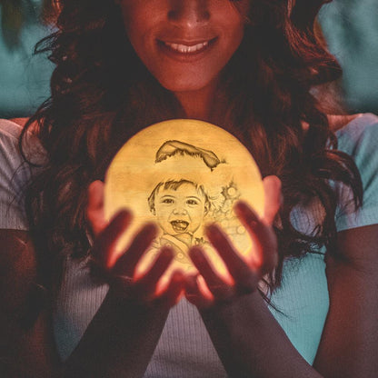 Custom 3d Printed Moon Lamp for Baby - Personalized Gift For Baby - Baby Baptism Gift