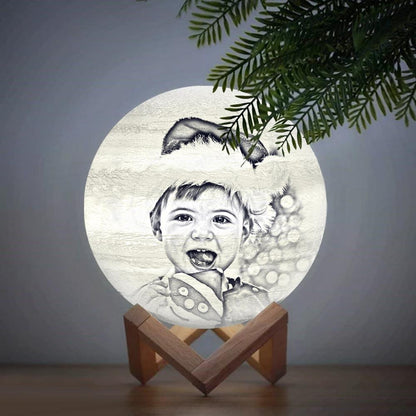Custom 3d Printed Moon Lamp for Baby - Personalized Gift For Baby - Baby Baptism Gift