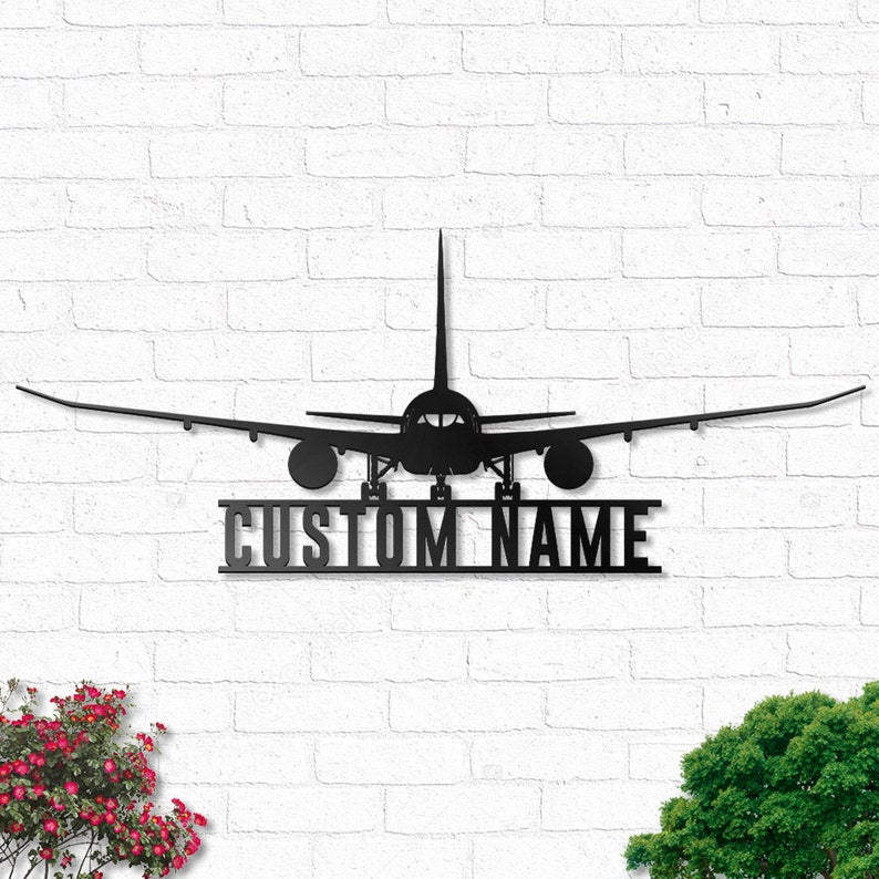 Custom Airplane Metal Wall Art - Metal Airplane Wall Decor - Personalized Pilot Name Sign - Flight Attendant Outdoor Decor Home
