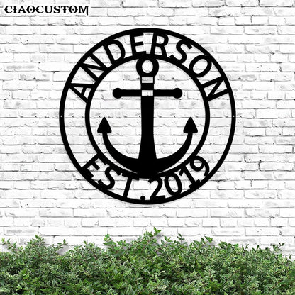 Custom Anchor EST Monogram - Metal Signs For Home - Metal Decor Wall Art