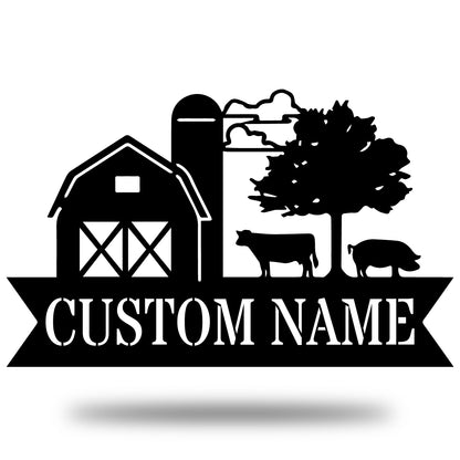 Custom Barn House Metal Sign - Barn House Monogram - Outdoor Decor Metal Wall Art - Metal Farm Signs