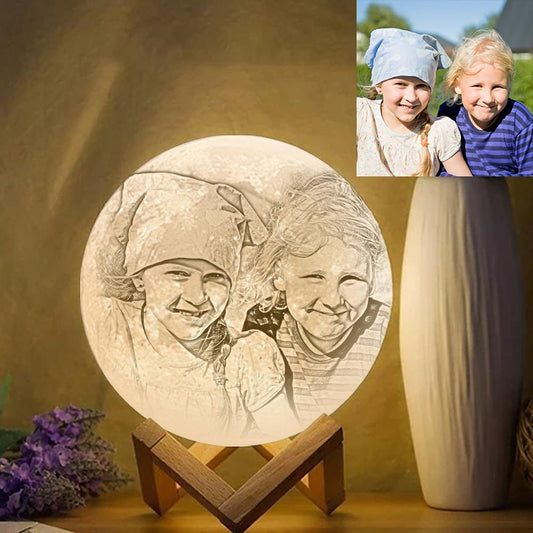 Custom Best Friend Romantic Moon Lamp 3D Printing - Personalized Photo Moon 3d Lamp - Custom Birthday Gifts