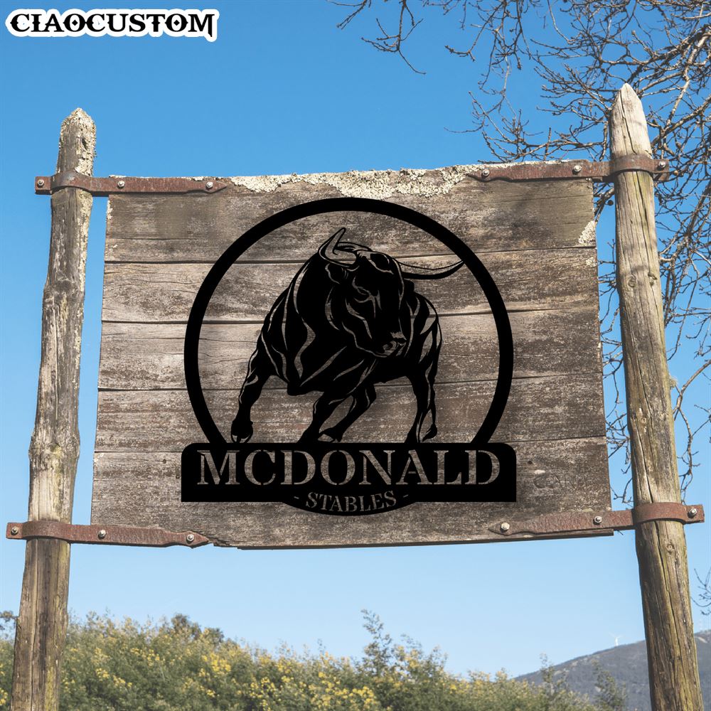Custom Bull Ranch Metal Sign - Metal Farm Signs - Farm Gifts - Metal Decor Wall Art