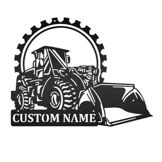 Custom Bulldozer Construction Vehicle Metal Sign - Bulldozer Construction Vehicle Monogram - Metal Decor Wall Art - Heavy Equipment Operator Gifts