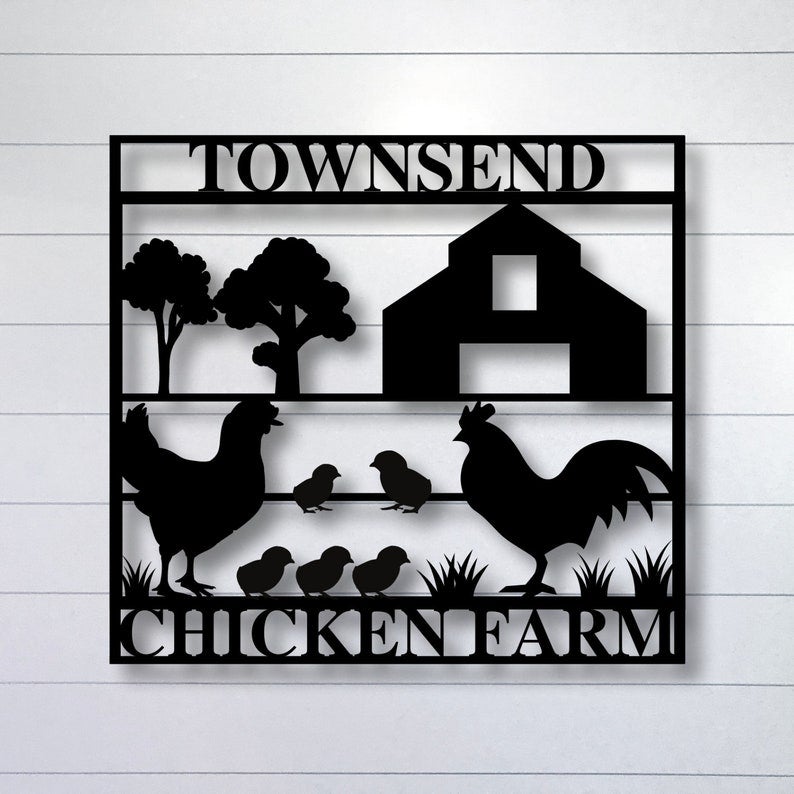 Custom Chicken And Rooster Metal Sign - Personalized Metal Farm Signs - Metal Farm Signs - Farmer Gifts