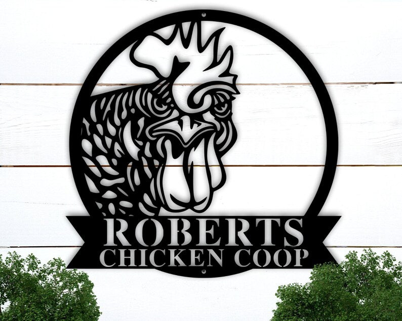 Custom Chicken Coop Sign - Rooster Metal Sign - Hen House Sign - Hen House Coop - Farmhouse Sign - Rooster Wall Decor