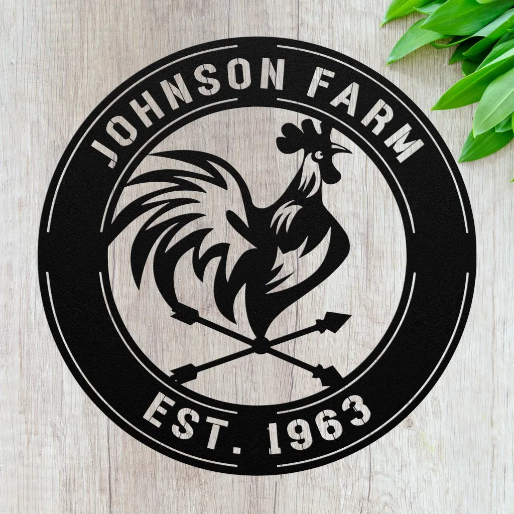 Custom Chicken Family Metal Name Sign - Personalized Welcome Sign For Farmers - Farm House Decor