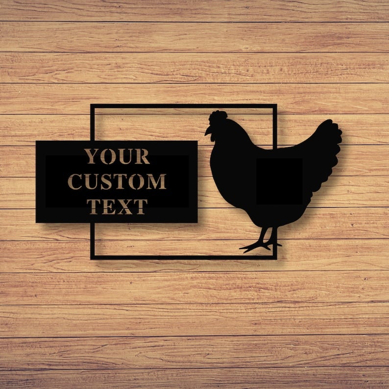Custom Chicken Sign Metal Name Sign -  Personalized Chicken Sign - Farmhouse Sign - Metal Farm Signs - Farmer Gifts