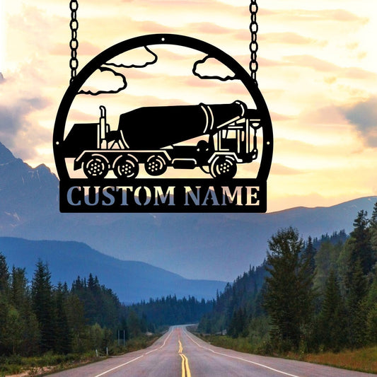 Custom Concrete Mixer Truck Vehicle Metal Sign - Metal Decor Wall Art - Heavy Equipment Operator Gifts