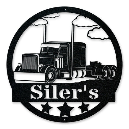 Custom Construction Big Rig Truck 18 Wheeler Diesel - Gifts For Heavy Equipment Operators - Decorative Metal Wall Art