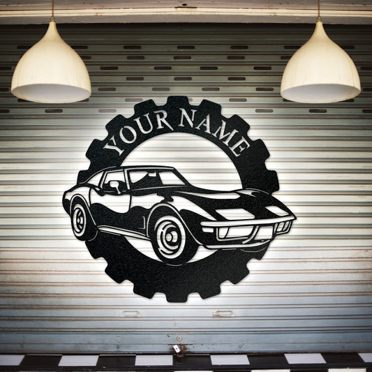 Custom Corvette Classic Car Metal Sign - Outdoor Decor Metal Wall Art - Metal Signs For Home