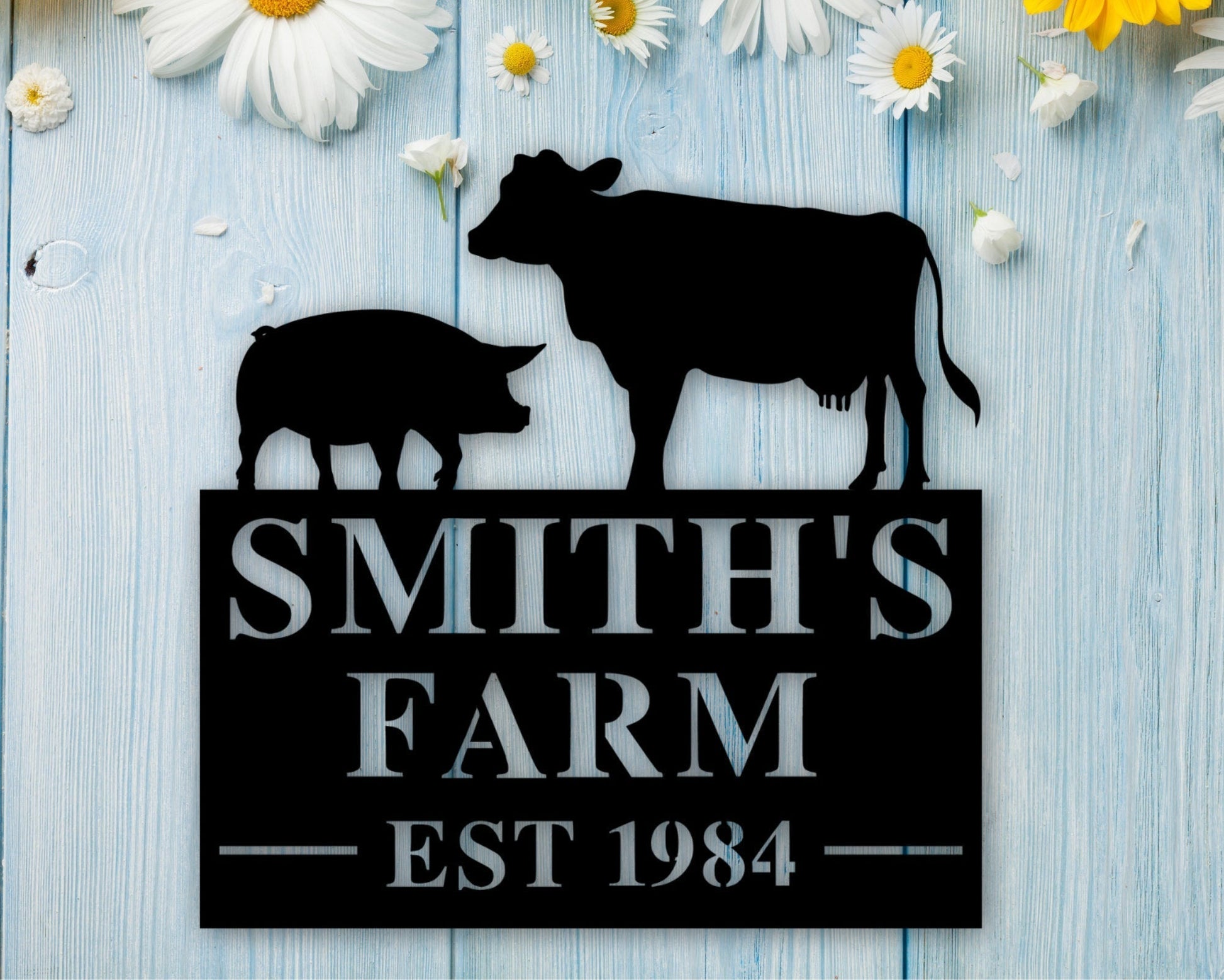Custom Cow Farm Metal Sign - Personalized Metal Farm Signs - Metal Farm Signs - Farmer Gifts