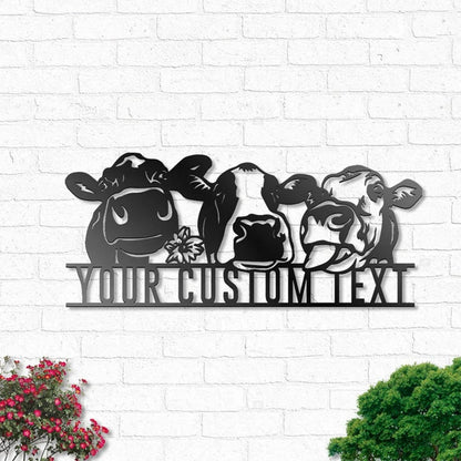 Custom Cow Farm Metal Wall Art - Personalized Cow Head Name Sign Decoration - Calf Farmhouse Outdoor Home Decor Heifer Funny