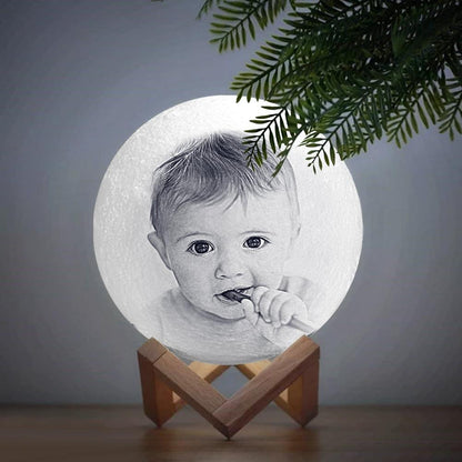Custom Cute Baby Romantic Moon Lamp 3D Printing - 3D Lamp Gift for Baby - Baby Baptism Gift