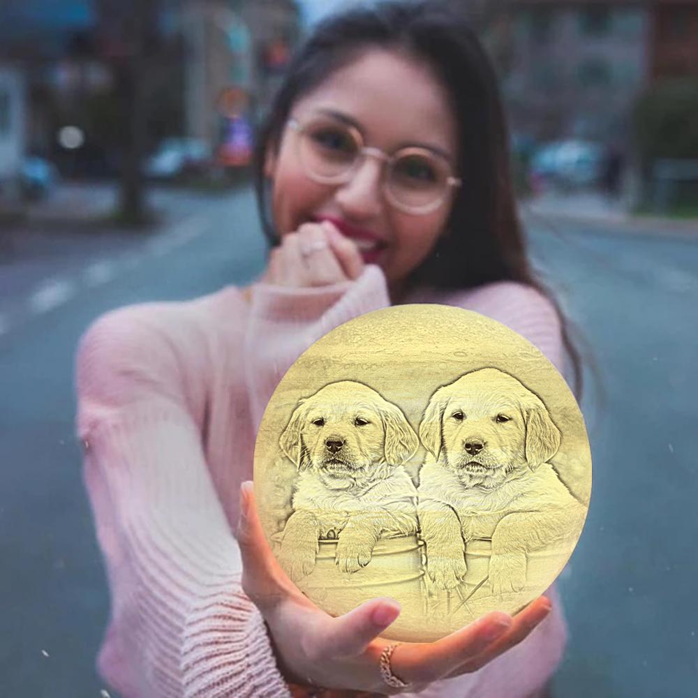 Custom Cute Pet 3D Printed Jupiter Lamp - Personalized Gift For Pet - Gift For Dog Cat Lover