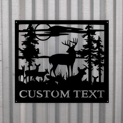 Custom Deer Moon Metal Sign - Outdoor Decor Metal Wall Art - Gift For Hunter - Deer Lover Gift