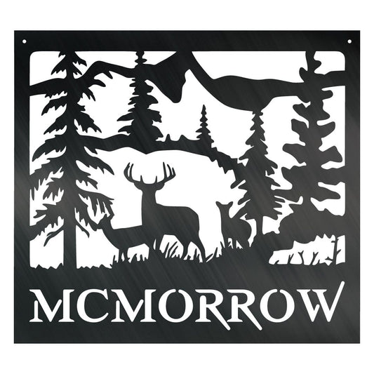 Custom Deer Mountain Metal Sign - Outdoor Decor Metal Wall Art - Gift For Hunter - Deer Lover Gift