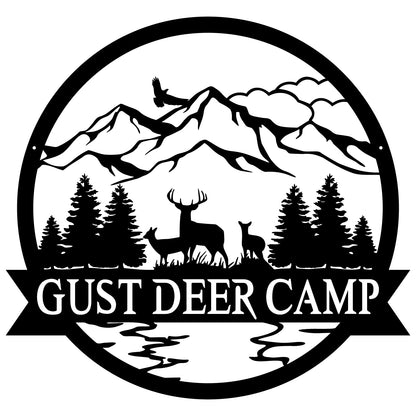 Custom Deer Outdoor Metal Sign - Deer Outdoor Monogram - Outdoor Decor Metal Wall Art - Deer Lover Gift
