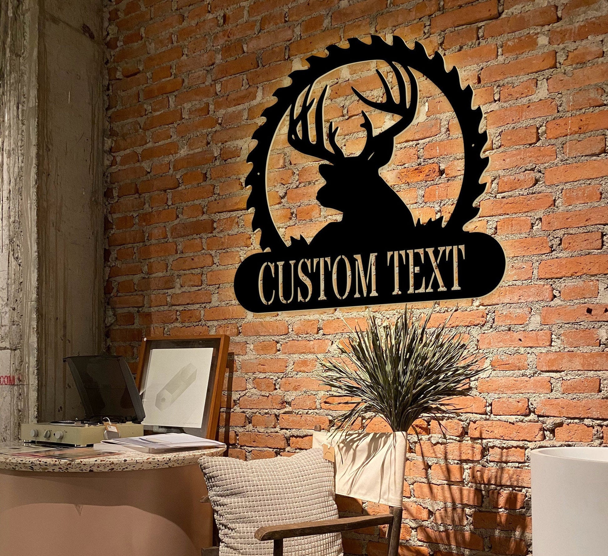 Custom Deer Sawblade Monogram Metal Sign - Outdoor Decor Metal Wall Art - Metal Signs For Home