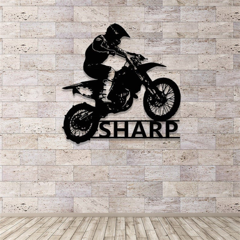 Custom Dirt Bike Metal Sign - Motorcycle Wall Art - Personalized Biker Name Signs - Motocross Rider Home Decor - Motorcycle Biker Gift