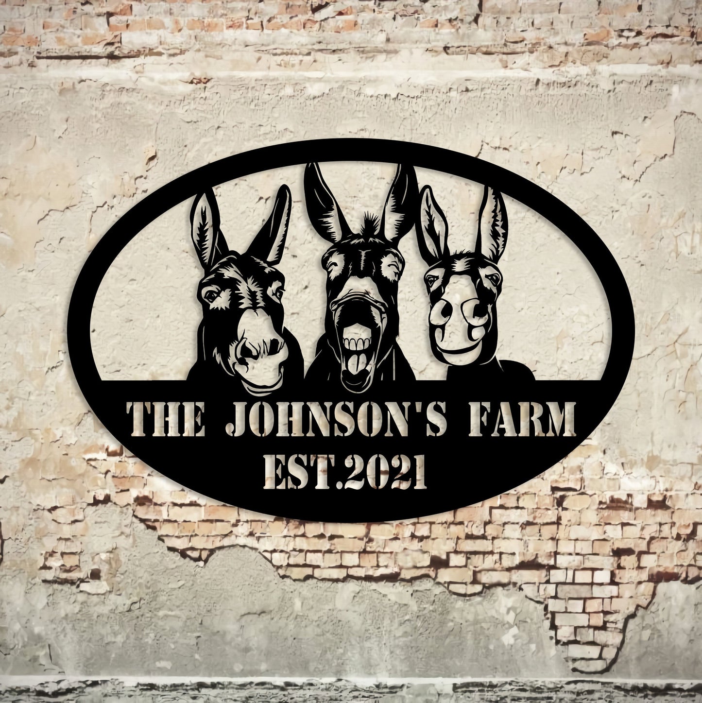 Custom Donkey Farm Metal Sign - Decor Donkey Ranch Sign - Personalized Metal Farm Signs - Metal Farm Signs - Farmer Gifts