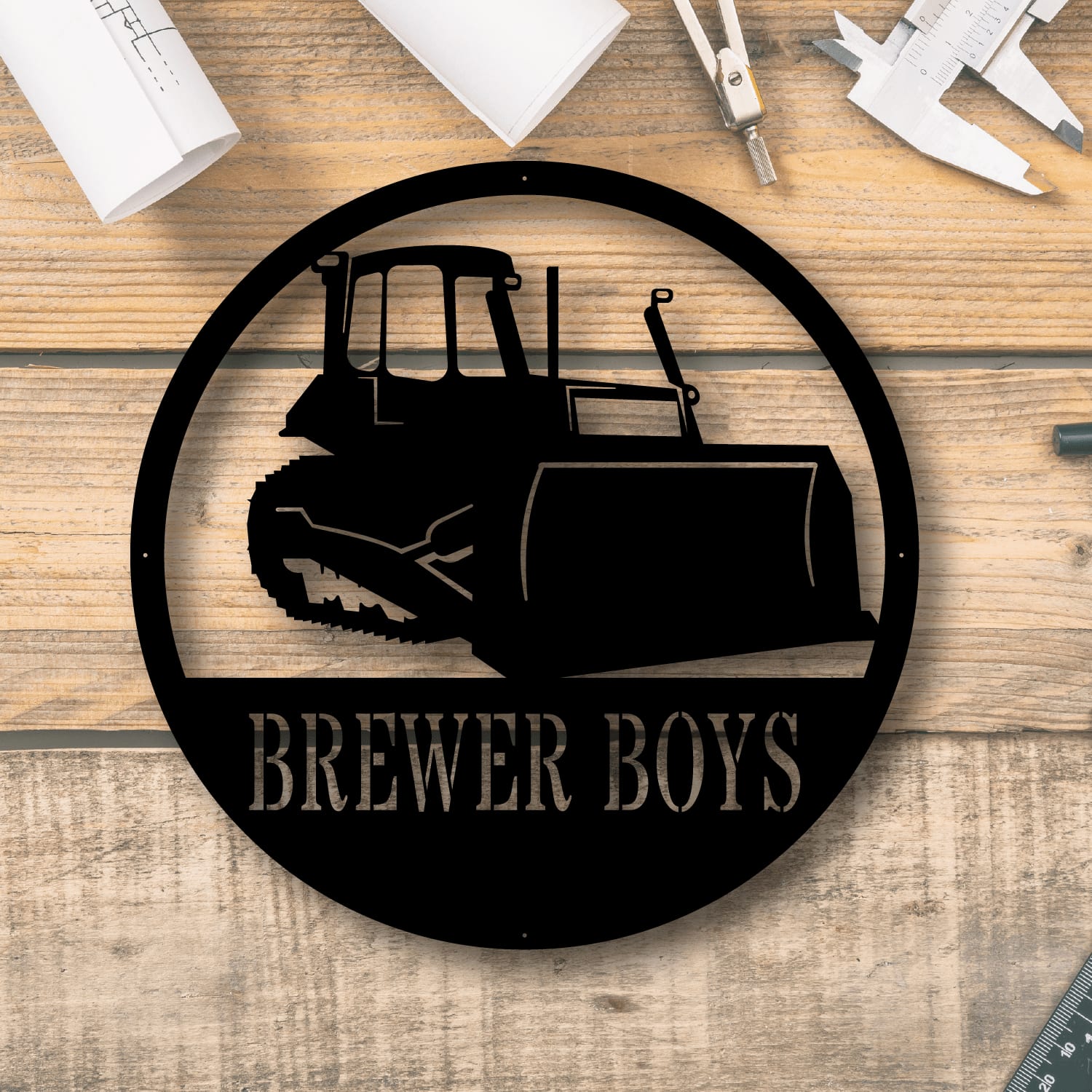 Custom Dozer Metal Sign - Dozer Monogram - Outdoor Decor Metal Wall Art - Metal Signs For Home