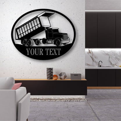 Custom Dump Truck Metal Sign - Dump Truck Monogram - Outdoor Decor Metal Wall Art