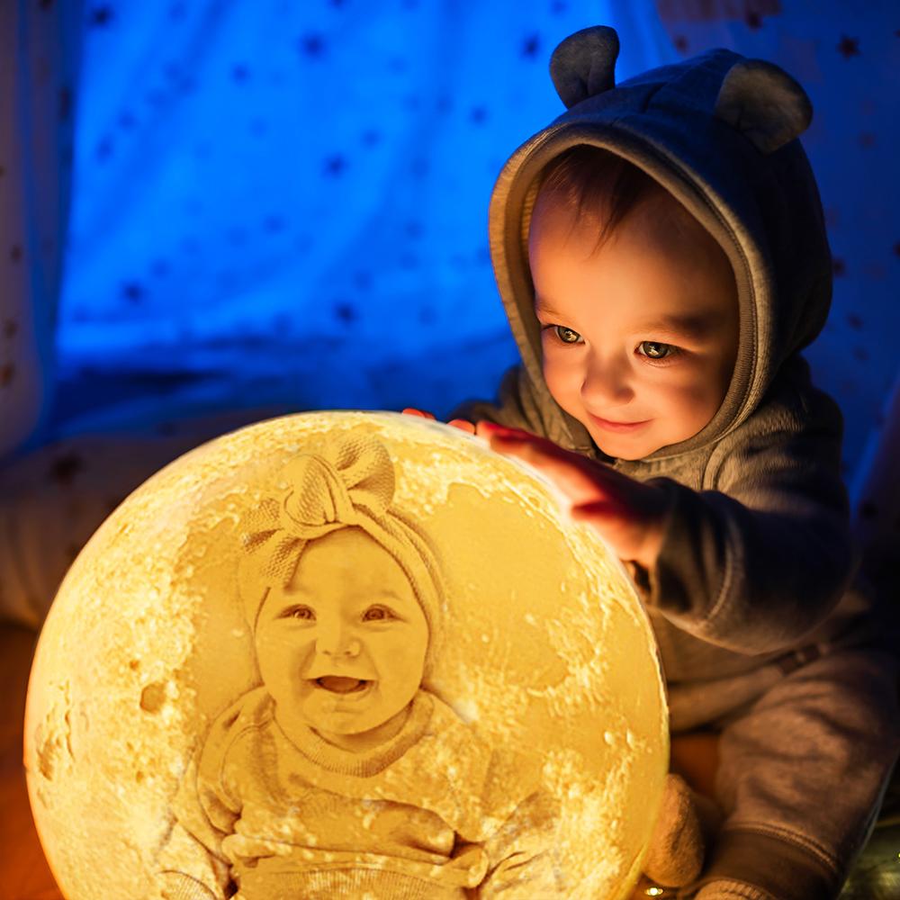 Custom Engraved 3D Moon Lamp For Baby - Personalized 3d Photo Moon Lamp - Baby Baptism Gift