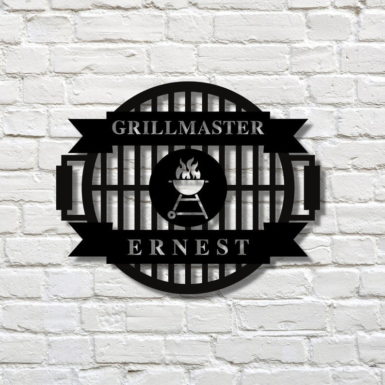 Custom Family Bbq Metal Sign - Personalized Man Sign - Outdoor Metal Sign - Camp Sign - Grill Master Sign