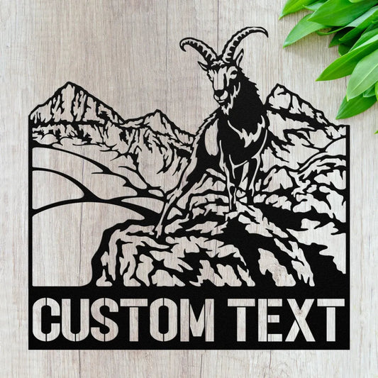Custom Farm Goat Metal Wall Art - Personalized Farmhouse Goat Name Sign - Farm House Decor