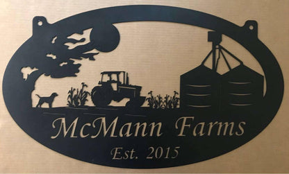 Custom Farm Sign Grain Bin Sign Farm Sign Grain Bin Tractor Corn Stalks Metal Wall Art Metal House Sign