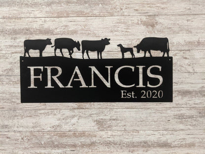 Custom Farm Sign Personalized Sign With Your Name Rustic Steel Personalized Gift Cow Sign Custom Metal Sign Wall Decor Ranch Sign