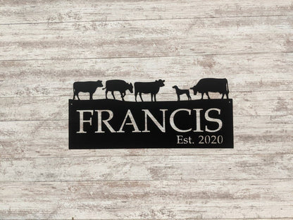 Custom Farm Sign Personalized Sign With Your Name Rustic Steel Personalized Gift Cow Sign Custom Metal Sign Wall Decor Ranch Sign