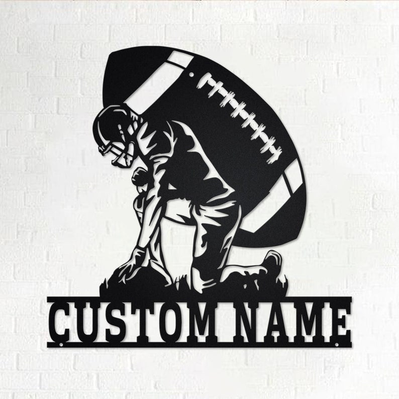 Custom Football Player Metal Sign - Personalized Football Player Metal Wall Art - Decoration For Room